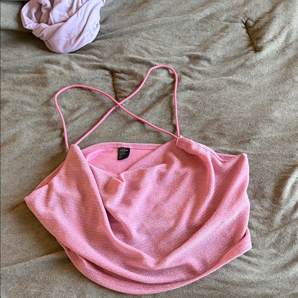 SHEIN Pink Glitter Tank Top